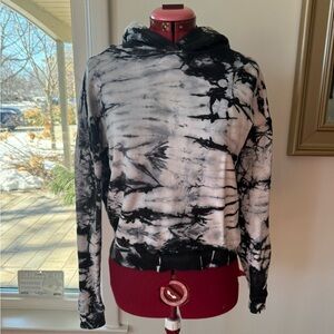 ALL SAINTS BLACK AND WHITE TIE-DYED HOODIE